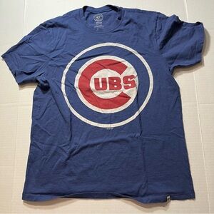 Chicago Cubs T-Shirt M Blue DISTRESSED 1-Side Classic Logo FADES Cotton Scrumm